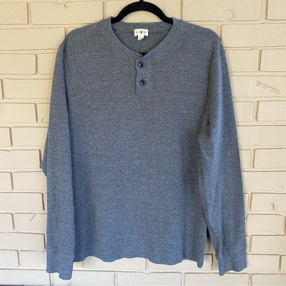 J crew Henley vintage-wash cotton Thick knit long sleeve minimalist Shirt L
